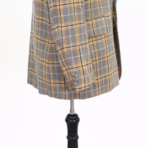 Vintage 1970s 44R Gray Check 2-Button Sport Coat Blazer Jacket T029 - Picture 6 of 11